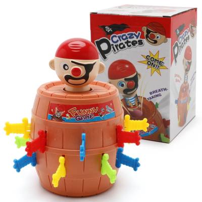 Pirate Bucket Tricky Toy Mini Wooden Bucket with Sword Relief Spoof Board Game Party Interactive Novel Toy