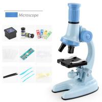 Children's educational gifts Science laboratory 1200 times high-definition pupil microscope toy set  Blue