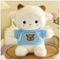 Cute Poke Little Wool Toy Lamb Doll Children's Doll Grabber Doll Wedding Toss Gift  Deep Blue