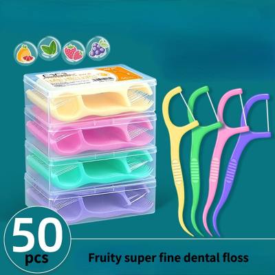Extra Fine Dental Floss Fruit Flavor Mint Floss Sticks Box of 50