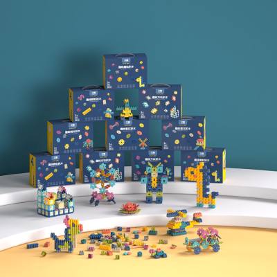 Set di blocchi di particelle per bambini, giocattoli educativi assemblati a mano per la scuola materna