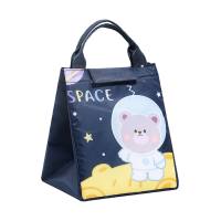 New cartoon student lunch bag children's lunch box bag Oxford cloth insulation lunch box bag outdoor picnic bag lunch bag  Navy Blue