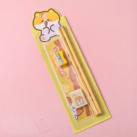 Cartoon Stationery Set Children's Cute Pencil 5-piece Set Holiday Gift Kindergarten Prize  Yellow