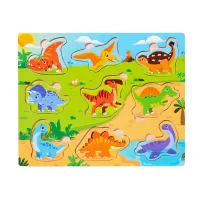 Children's wooden early education traffic fruit digital animal cognitive plane puzzle hand grasping jigsaw puzzle toy  Multicolor