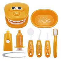 Children's tooth brushing toys oral practice little doctor tooth model Montessori early education teaching aids simulation denture mold  Orange