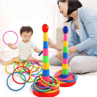 Ring tower set toy parent-child interactive game throwing ring children's ring Jenga creative floor stall new style