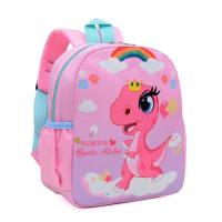 Kindergarten schoolbag cartoon small animal boy dinosaur backpack  Pink