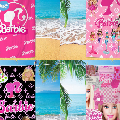 Toalla de playa rosa linda Barbie