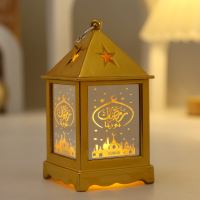 Cross-border new Middle Eastern festival lanterns, candlesticks, wind lanterns, electronic candles, festival decorations and atmosphere props  Gold-color