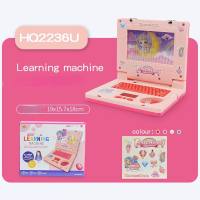 Version anglaise transfrontalière Simulation cahier musique légère dessin animé ordinateur illumination des enfants jouets éducatifs précoces  Rose