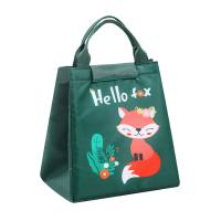 New cartoon student lunch bag children's lunch box bag Oxford cloth insulation lunch box bag outdoor picnic bag lunch bag  Deep Green