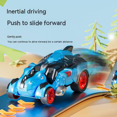 El mismo modelo de Douyin de colisión para niños, juguete de dinosaurio, coche de deformación, colisión de coche, coche de inercia, coche de juguete Tiranosaurio rex para niño