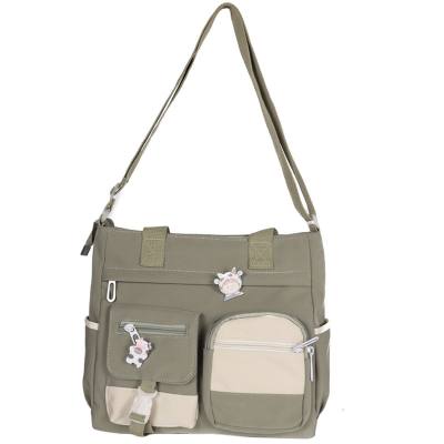Korean version of ulzzang college style vintage style forest style literary and versatile versatile girl student contrast color large capacity shoulder bag