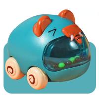 Baby talking and moving inertia car with hand rattle infant and toddler early education puzzle running boy cross-border toy  Deep Green