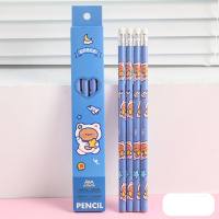 Cartoon astronaut box pencils student writing stationery sketch pen children's painting with eraser pencil 4 pack  Blue
