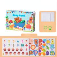 Children's early education quiet pasting book cartoon enlightenment cognitive baby can repeatedly paste busy book educational toys  Multicolor