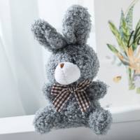 Cartoon cute bow tie sitting bunny doll children's toy plush pendant  Gray