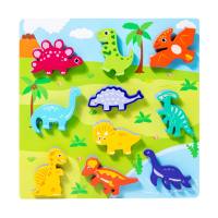 Kindergarten children's enlightenment early education cognitive cartoon animal cognitive scratching board wooden three-dimensional puzzle wooden toy  Multicolor