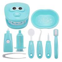 Children's tooth brushing toys oral practice little doctor tooth model Montessori early education teaching aids simulation denture mold  Blue