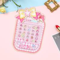 Children's nail stickers girls manicure set wearable nails  Pink