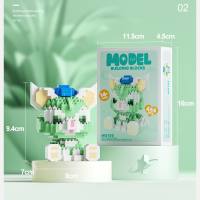 Tiny particle building blocks panda children and girls educational assembly  Green