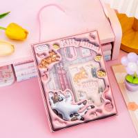 Children's stationery set, three-dimensional cartoon stationery six-piece set, primary school student gift pencil set for the beginning of school season  Pink