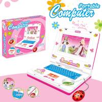 Cross-border English version Simulation notebook light music cartoon computer children's enlightenment early education toys  Hot Pink