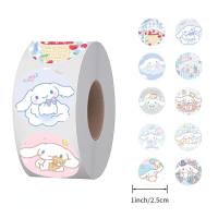 500 adesivi/rotolo 25MM Star Dailu Jade Cinnamon Dog Kuromi adesivi regalo ricompensa adesivi Sanrio adesivi sigillanti  bianca