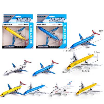 Children's toy inertia pull back aircraft alloy taxiing passenger plane simulation model ornaments