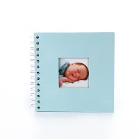 Neues 6-Zoll-Fotoalbum mit Fenster, Erinnerungsalbum zum Thema Babywachstum, DIY-Album mit handgefertigten Karten, Kindergarten-Abschlussalbum  Blau