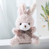 Cartoon cute bow tie sitting bunny doll children's toy plush pendant  Pink