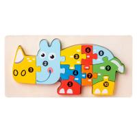 Wooden early childhood education three-dimensional puzzle building blocks animal transportation cognitive puzzle baby intelligence development toys  Multicolor