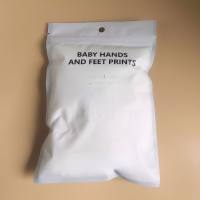 Barro con sello de manos y pies para bebé, bolsa de 100g, barro con sello manual de 170g, barro con huella azul y rosa, recuerdo para recién nacido  Blanco