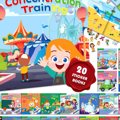 ملصقات كتاب التركيز، ملصقات التنمية المحتملة للأطفال، كتاب تعليم الطفل المبكر، 10 مجلدات