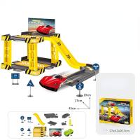 Children's track parking lot toy car parking building military model boy fire police engineering vehicle  Yellow