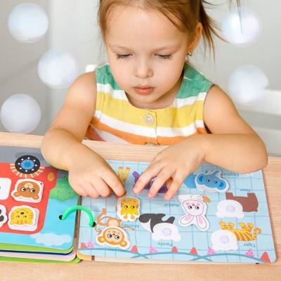 Éducation précoce pour enfants livre de collage silencieux dessin animé illumination bébé cognitif peut coller à plusieurs reprises livre occupé jouets éducatifs