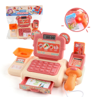 Children's play house cash register supermarket cash register cake fruit vegetable ice cream parent-child interactive toys  Apricot