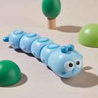 Oruga de cuerda para niños, juguete interactivo con dibujos animados, bonito juguete interactivo para padres e hijos, regalo para guardería  Azul