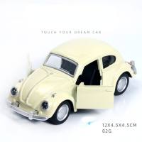 Carro clássico beetle puxar para trás modelo de carro de liga brinquedo infantil  Branco
