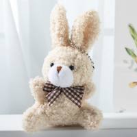Cartoon cute bow tie sitting bunny doll children's toy plush pendant  Apricot