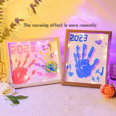 Girlfriend gift couple handprint baby homemade table photo frame hand mask palm print oil painting DIY couple