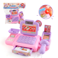 Children's play house cash register supermarket cash register cake fruit vegetable ice cream parent-child interactive toys  Purple