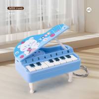 Mini piano portátil, piano tocável, console de videogame, chaveiro de brinquedo para presente  Azul