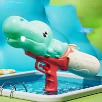 منتج جديد دفع الماء اللعب المستمر لعبة مسدس الماء سعة كبيرة تشغيل رجل ديناصور مدفع المياه ألعاب الشاطئ للأطفال  متعدد الألوان