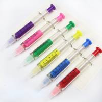 Bolígrafo con forma de jeringa, resaltador, papelería bonita y creativa.  Multicolor