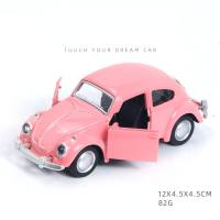 Adornos de coche de decoración de pastel de coche de juguete para niños con puerta trasera de coche clásico modelo de coche de aleación a granel  Rosado