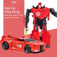 Robot transformador hecho a mano, coche, niño, venta al por mayor, modelo de dinosaurio transformado, coche transformado, juguete de puesto callejero al por mayor  rojo