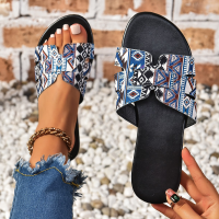 Sandales décontractées à bout rond pour femmes d'été nouvelles sandales de plage creuses à semelles plates européennes et américaines assorties aux couleurs assorties à lanières croisées  Bleu marin