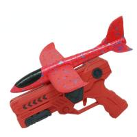 Cross-border ejection foam aircraft gun parent-child interactive toy children's Internet celebrity outdoor hand-thrown aircraft spin glider  Red