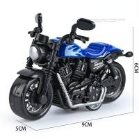 Douyin Internet celebridad juguetes para niños niño bebé simulación motocicleta Harley modelo adornos aleación coche de juguete extraíble  Azul